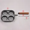 4-Cup Cast Iron Egg Frying Pan with Handle Pancake Pan Egg Cooker Fried Egg Pan