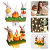 Resin Bunny Campfire Flickering Night Light Plug Into Wall Easter Decoration(US)