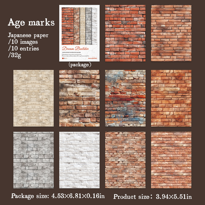 Washi Sticker - Dream Builder Series Vintage Stone Window Texture Landscaping 