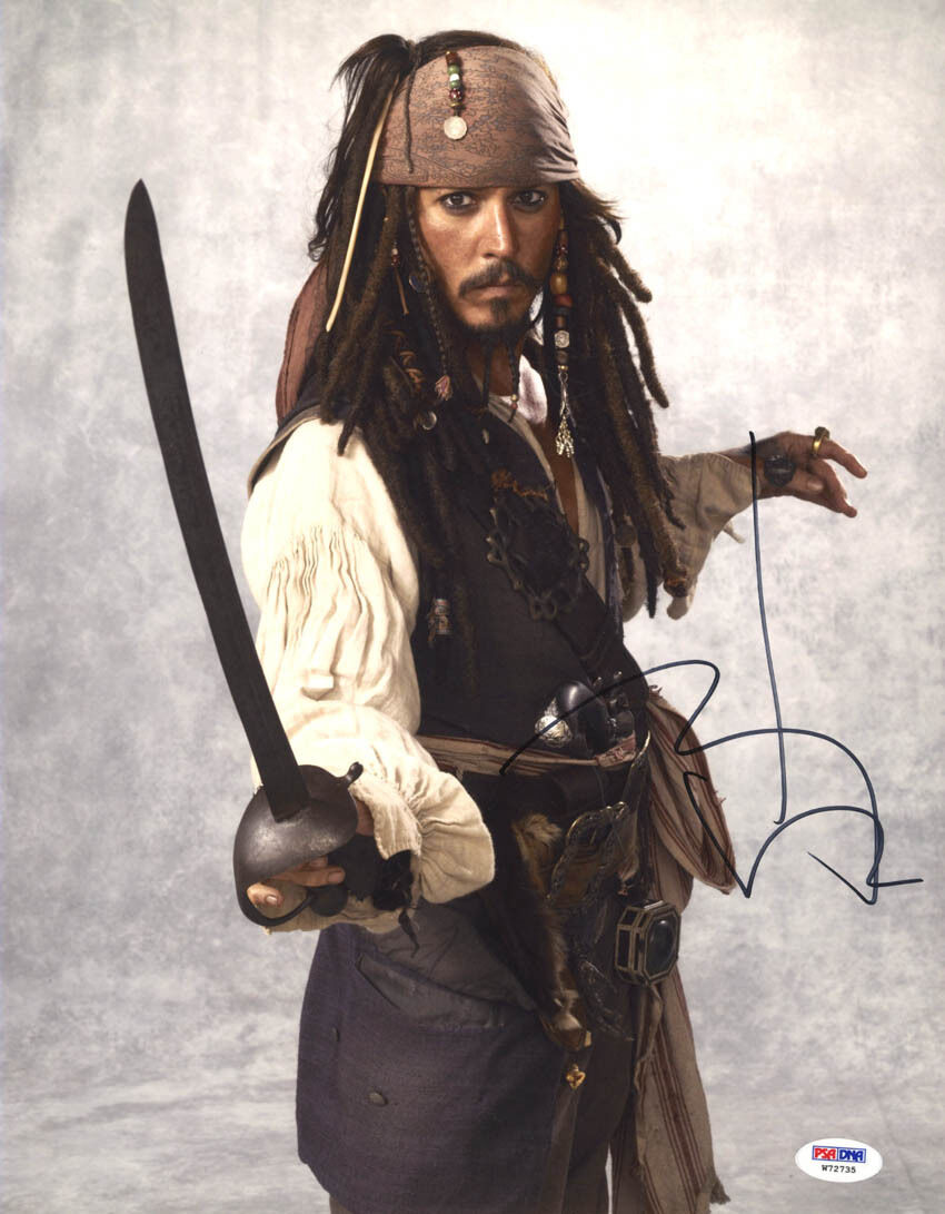 Johnny Depp SIGNED 11x14 Photo Poster painting Jack Pirates of the Caribbean PSA/DNA AUTOGRAPHED