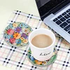(US Only)4pcs Set DIY Flower Full Drill Diamond Coaster Can Be Washed With Water