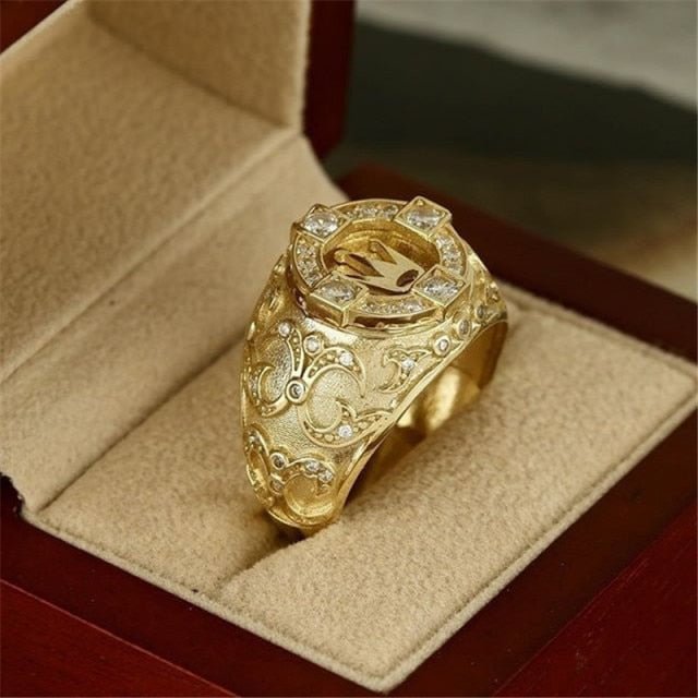 YOY-Golden Carved Crown Rings