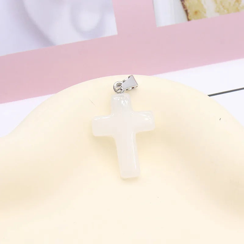 1 Piece 2.5*1.8cm Natural Stone Cross Pendant