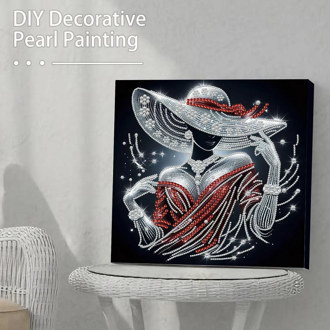 Elegant Lady - DIY Pearl Diamond Art Kit With Frame 30*30cm