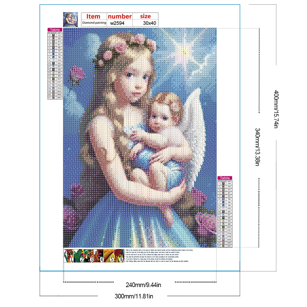 Full Round Diamond Painting 30*40cm - Little Girl And Angel