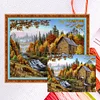 11CT Counted/Stamped Falling Water Cottage-Cross Stitch 40*50cm