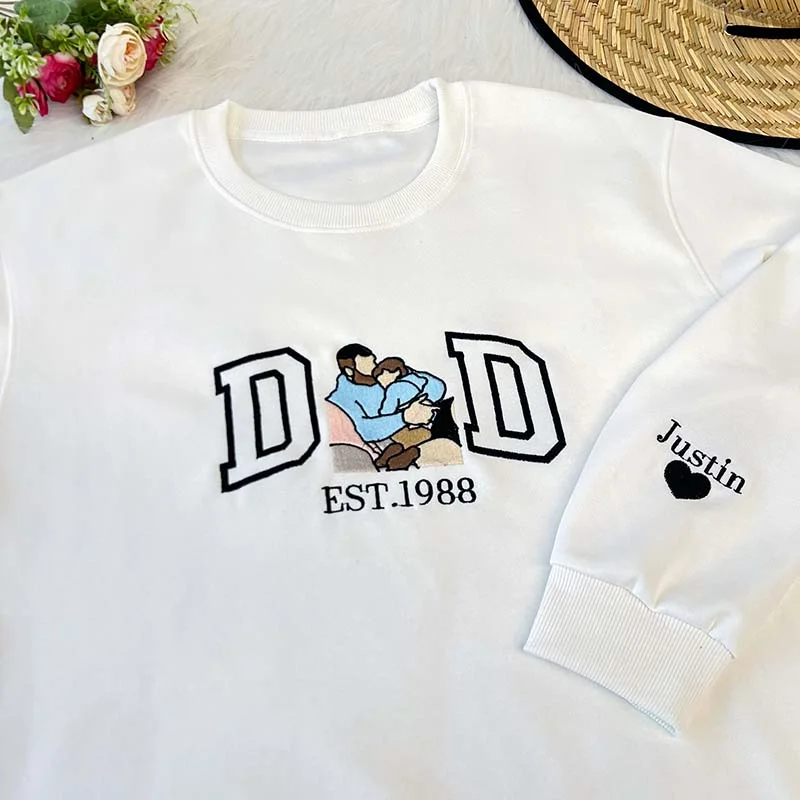 Embroidered Father and Son/Daughter Sweatshirt-Father's Day Gift 