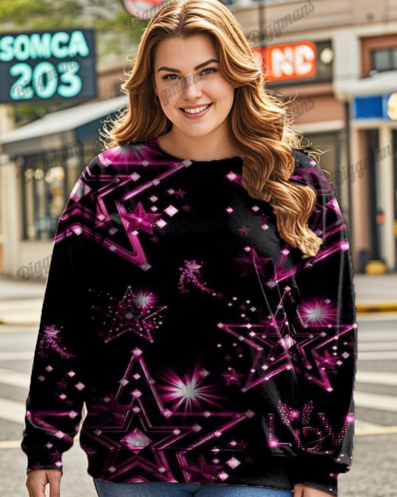 Star Personality Print Plus Size Women's Top