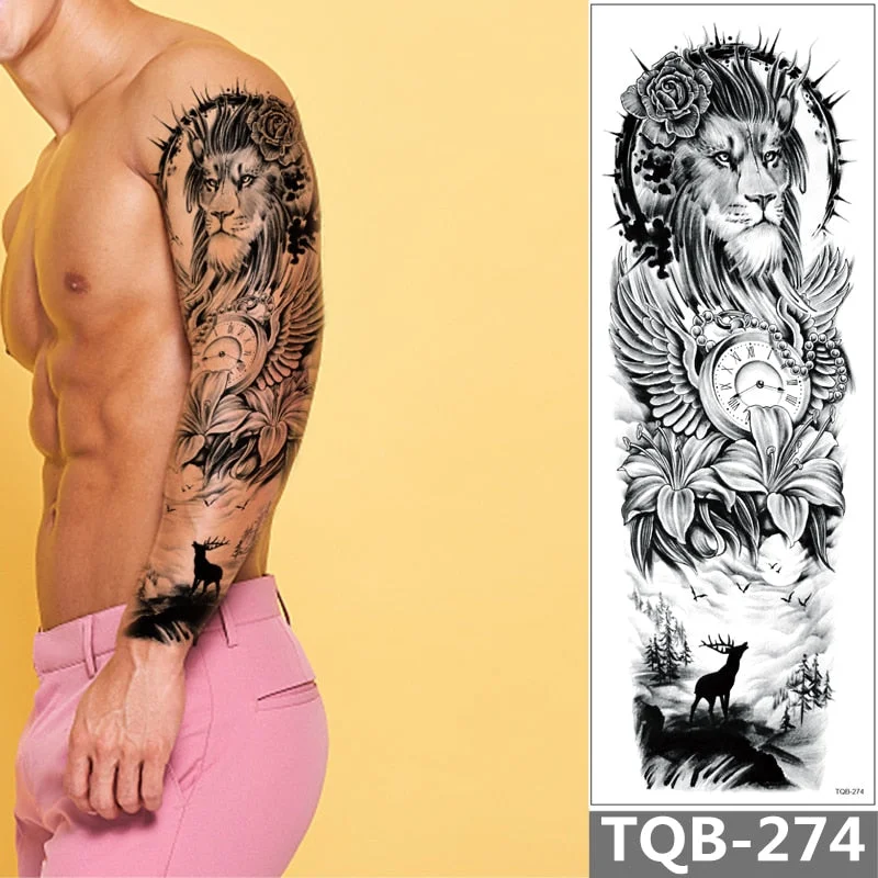 Large Arm Sleeve Tattoo Angel Waterproof Temporary Tatto Sticker Skull ...