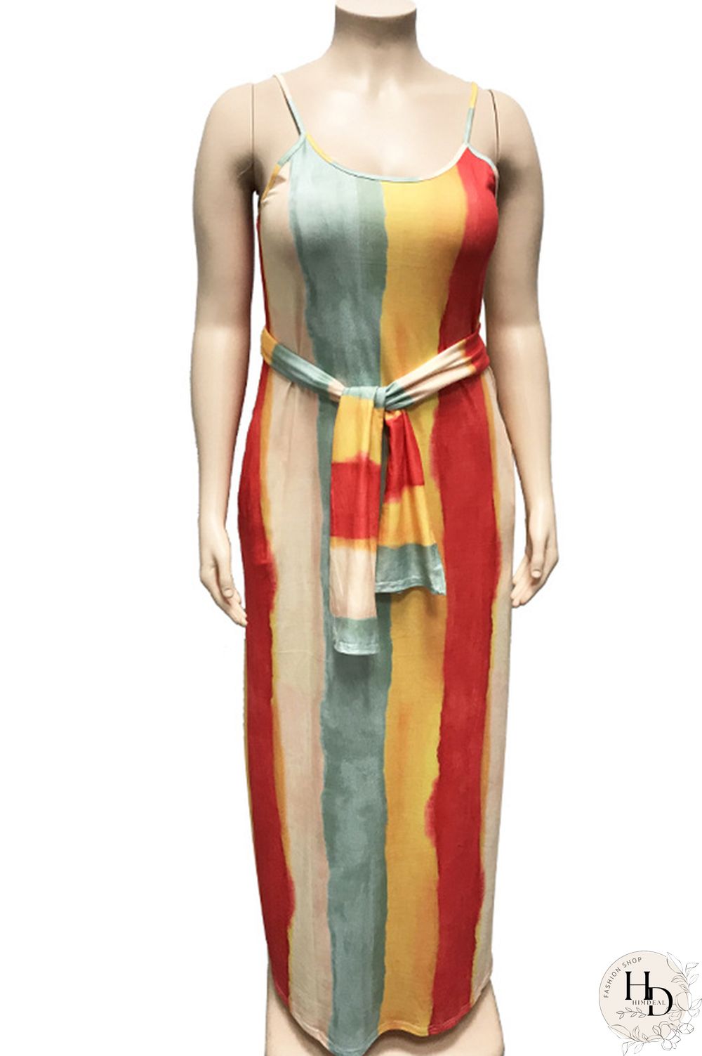 rose red Polyester Sexy O Neck Bandage Striped Print