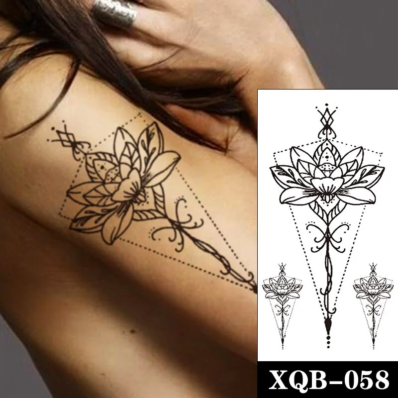 Life Tree Geometric Waterproof Temporary Tattoo Sticker Black Crow Lines Fake Tattoos Flash Tatoos Arm Body Art for Women Men