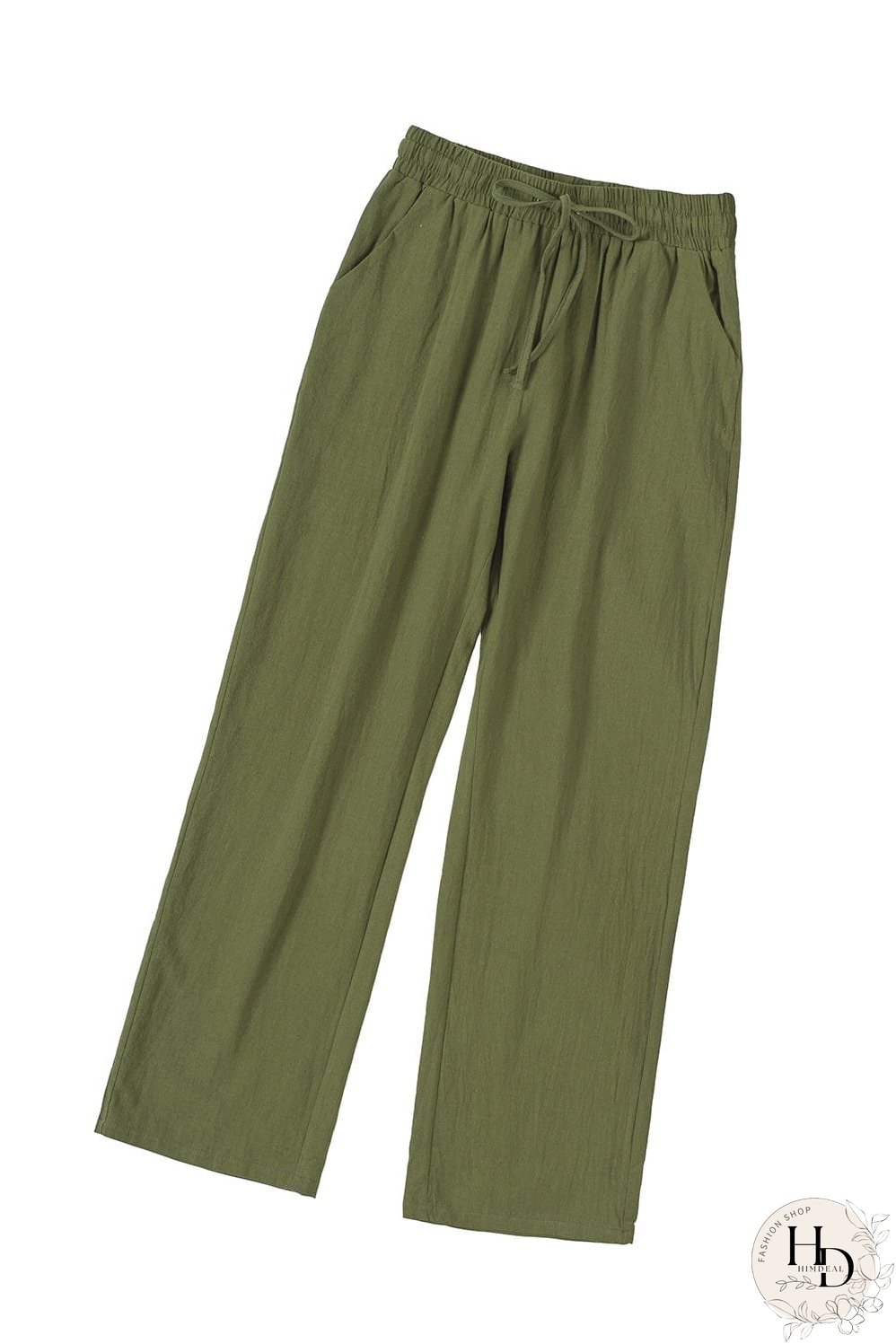 Women's Elastic Waist Linen Pants with Pockets