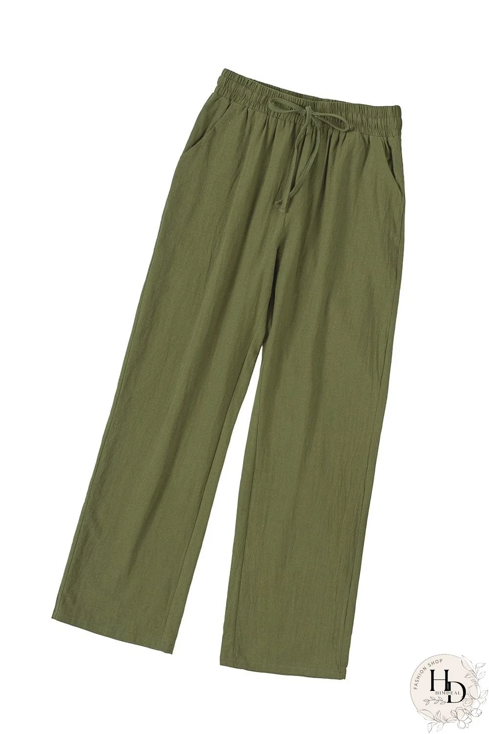 Women's Elastic Waist Linen Pants with Pockets