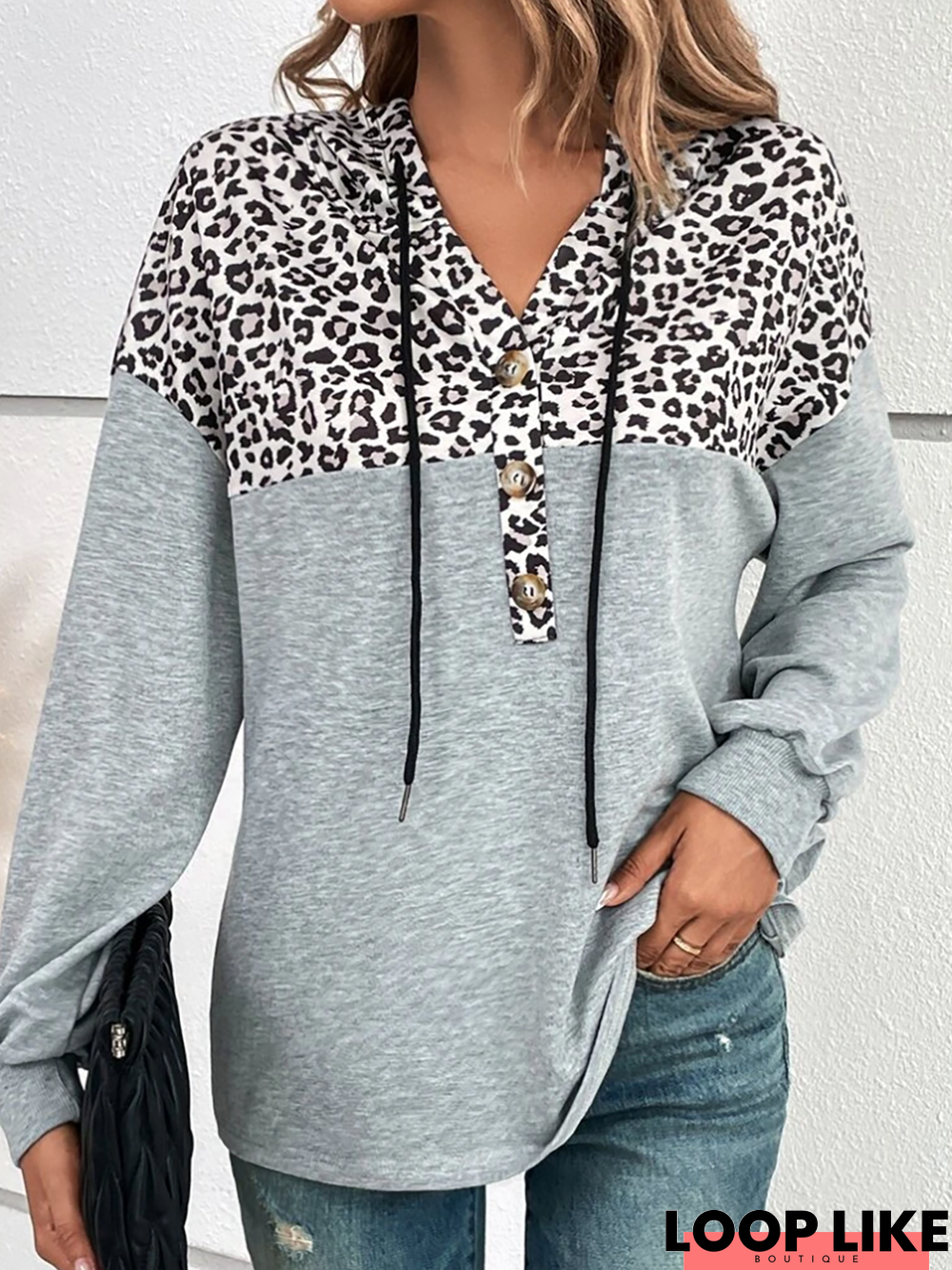 Leopard Jersey Hoodie Casual Sweatshirt