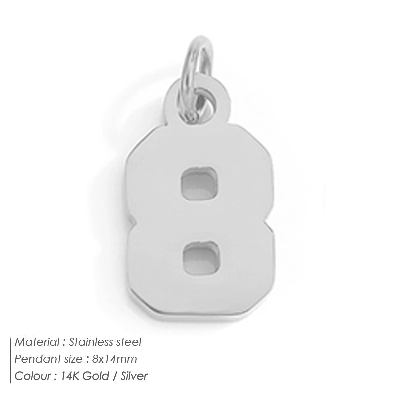 1 Piece 14*17mm 8 * 14mm 304 Stainless Steel 14K Gold Plated Number Pendant Jewelry Accessories