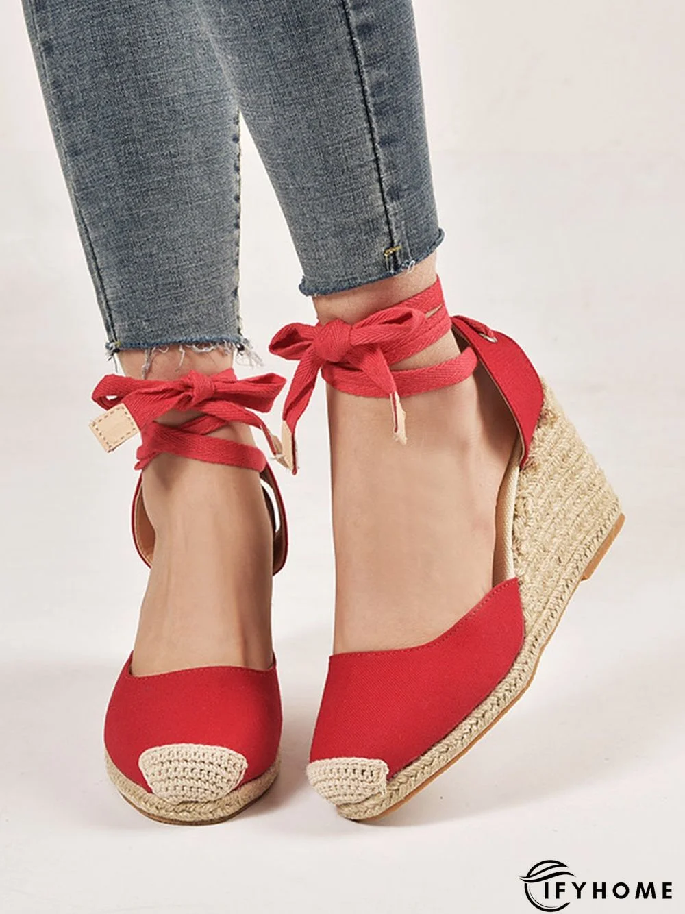 Beach Vacation Strappy Ankle Straw Wedge Sandals | IFYHOME