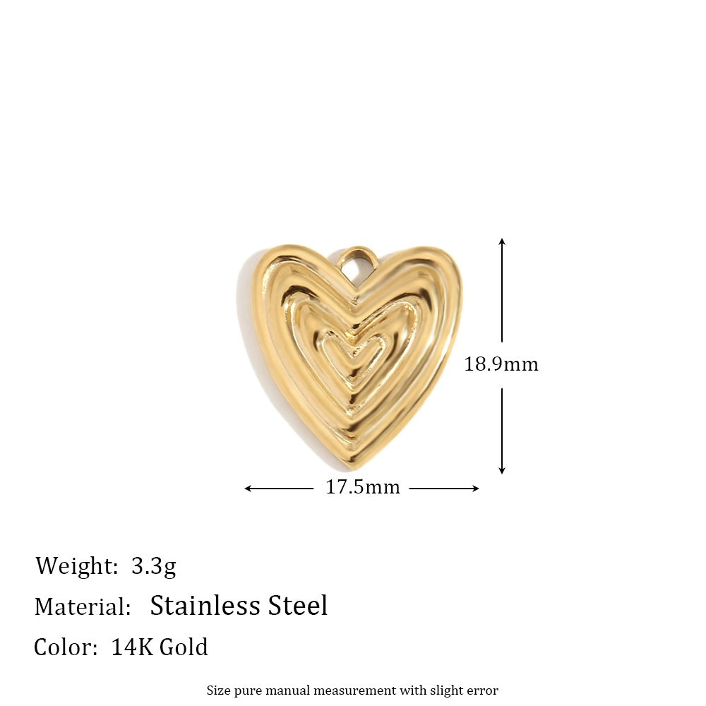 5 Pieces Fashion Irregular Heart Stainless Steel 18K Gold Plated Jewelry Making
