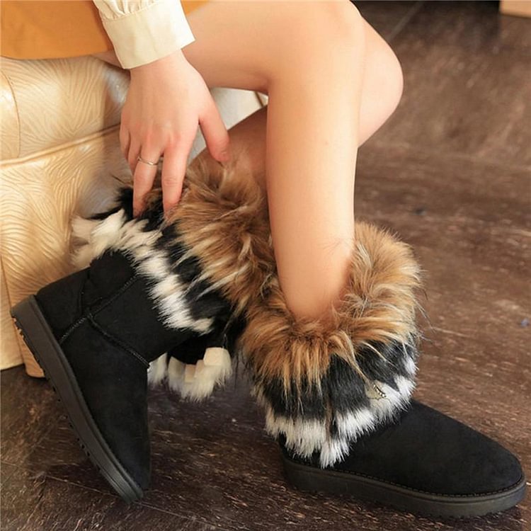 The Tube Snow Boots Cotton Shoes Fox Fur -boots