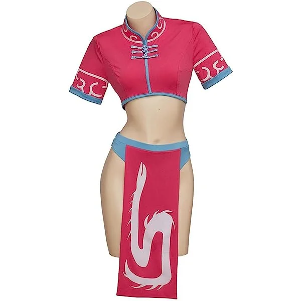 Killer Instict Kim Wu Cosplay Costume Sexy Top with Skirt Outfit Women's Halloween Uniform Medium