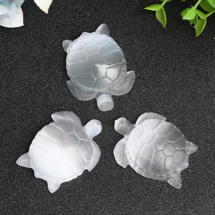 1.8" Selenite Turtle Crystal Carving