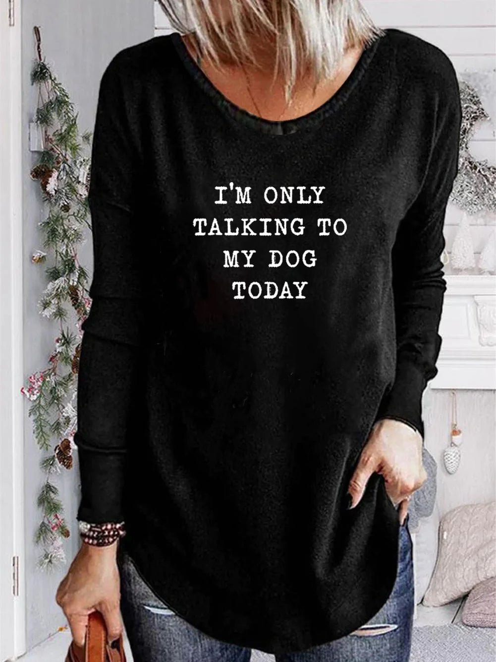 Unisex 100% Cotton Long Sleeve Crew Neck I only talk to dogs Shirt