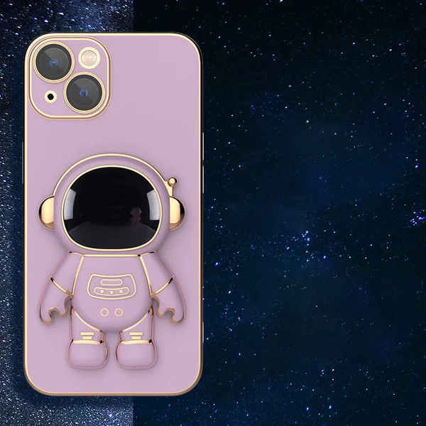 6D Plating Astronaut Hidden Stand Case Cover For iPhone