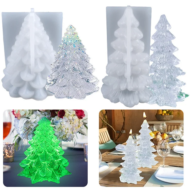 2PCS Soap Mold 3D Christmas Tree Gypsum Silicone Mold Aromatherapy Candles Molds