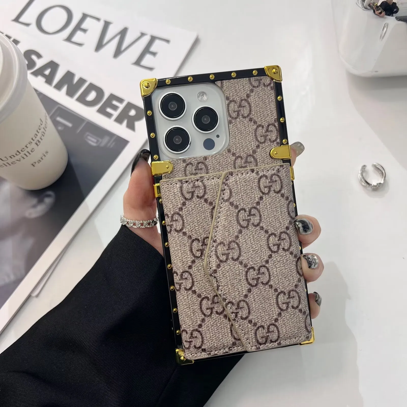 Gucci Crossbody Card Holder Leather Apple iPhone Catwalk Phone Case