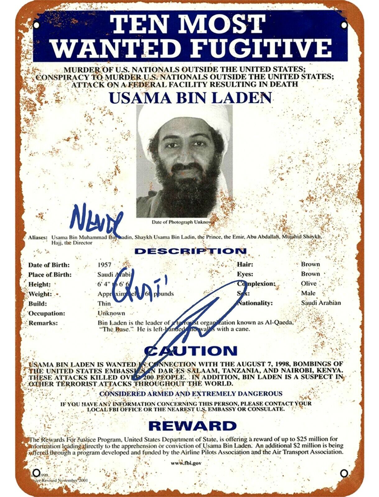 OSAMA BIN LADEN SHOOTER ROBERT O'NEILL SEAL TEAM SIGNED 8.5X11 Photo Poster painting REPRINT 911