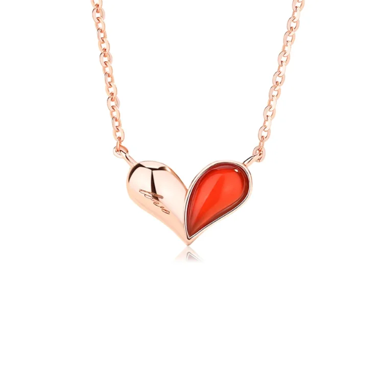 For Love - S925 Two Unique Parts Make A Beautiful Whole Heart Necklace