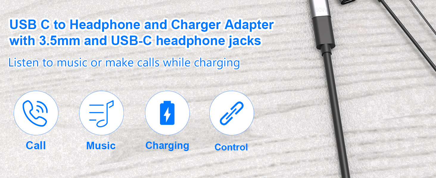 This usb c splitter 1 in 3 out for headphone and charging