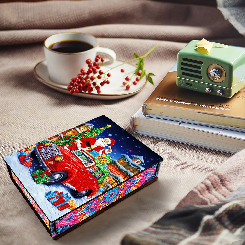 DIY Xmas Car Diamond Painting Jewelry Storage Box DIY Special Shaped Drill Case