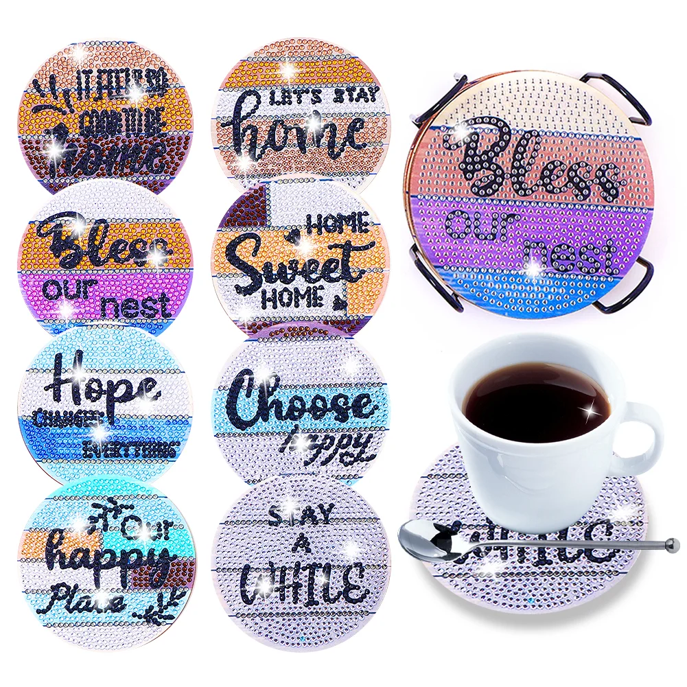 DIY Wooden Words Letter Coasters Diamond Painting Kits for Beginners, Adults & Kids Art Craft Supplies