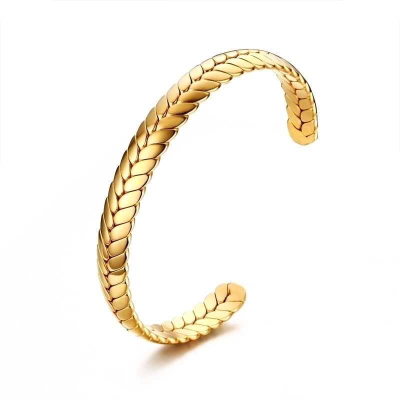 Classic Style Solid Color 304 Stainless Steel 18K Gold Plated Bangle In Bulk