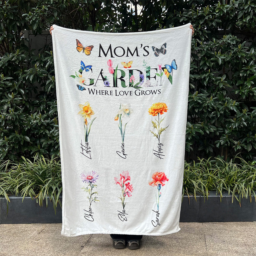 Loveyoufancy Mom's Garden Where Love Grows Customized Blanket Butterfly