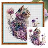 Flowers And Cat - 16CT Stamped Cross Stitch 40*40cm/15.75*15.75in