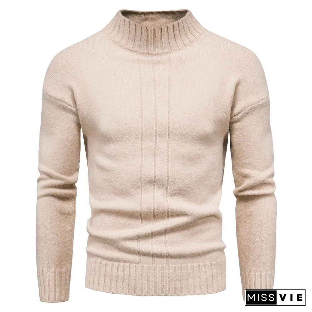 Half High Collar Casual Long Sleeve Men's Sweater