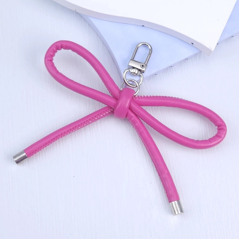 Basic Bow Knot Pu Leather Bag Pendant Mobile Phone Chain Keychain