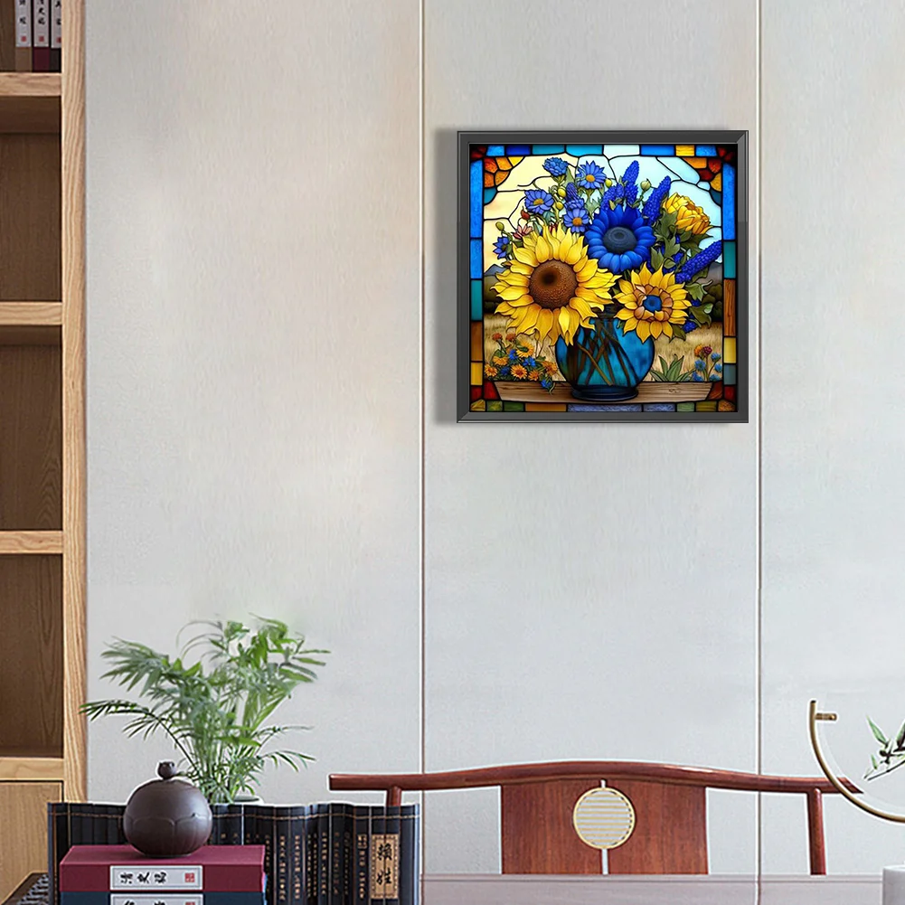 Diamond Painting - Full Round Drill - Stained Glass Sunflower(35*35cm)
