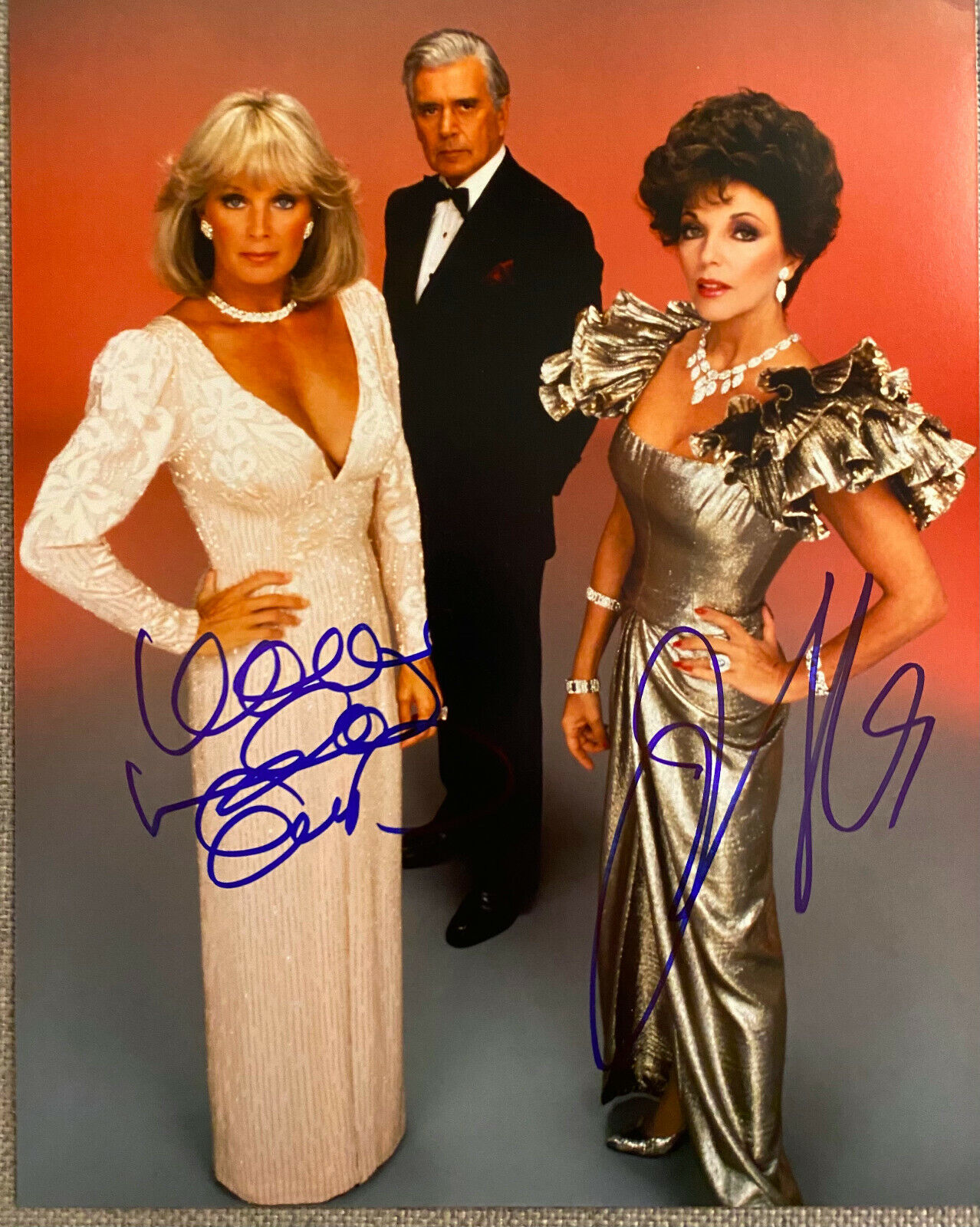 Joan Collins & Linda Evans Signed In-Person Color 8x10 Dynasty Photo Poster painting - RARE