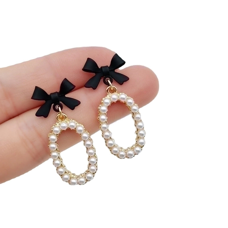Minimalist Heart Shape Flower Resin Inlay Artificial Pearls Rhinestones Drop Earrings 1 Pair
