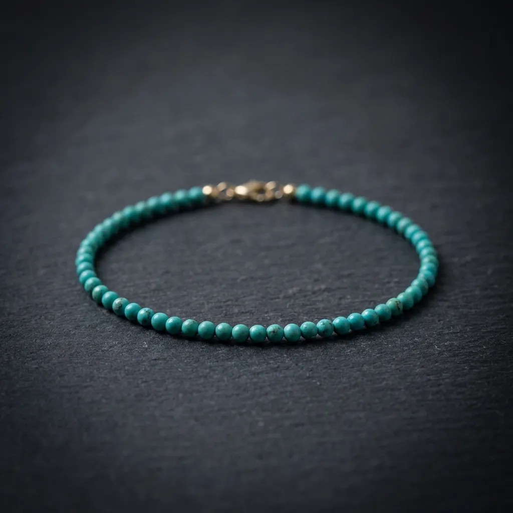 JiStones Verdant Muse: Ultra-Fine Natural Turquoise Beaded Bracelet Soft Sage (Light)