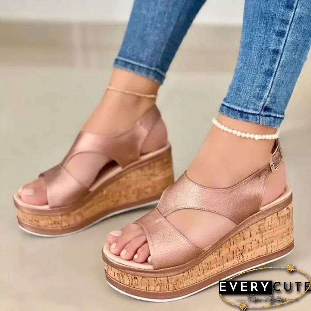 Women Wedge Sandals New Summer Female Fshion Buckle Platform Sandals Ladies High Heels Leisure Non-slip Large Size 35~43