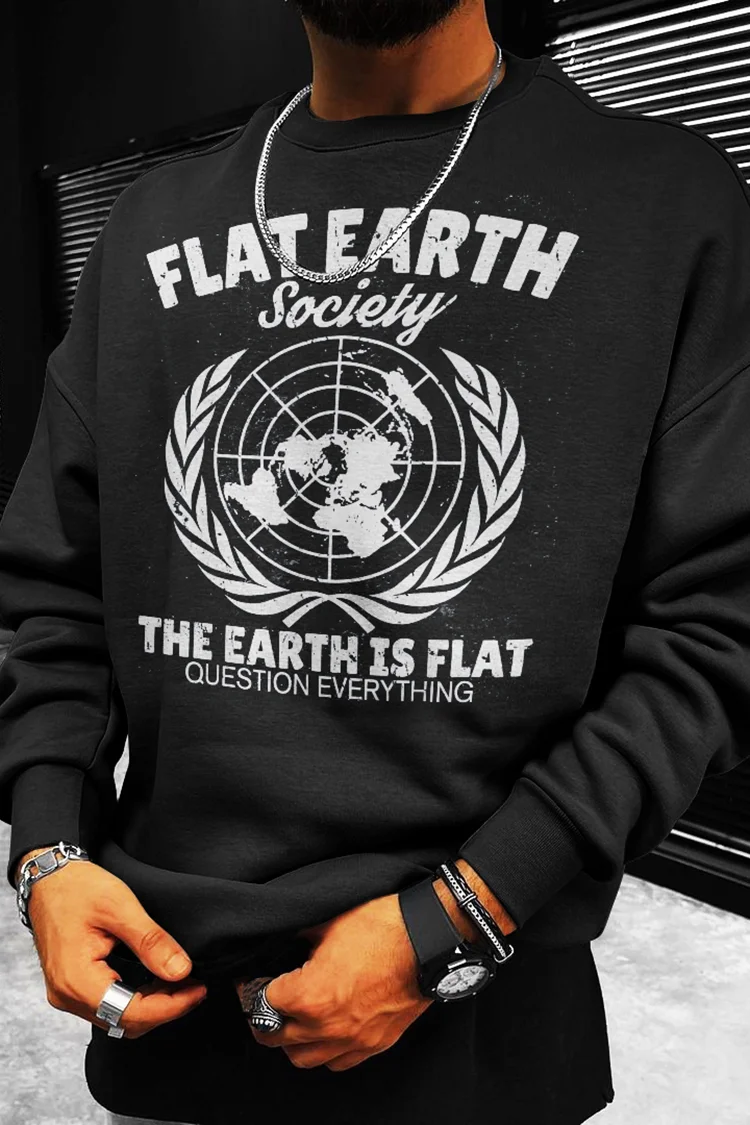 Tiboyz Leisure Everything Question Flat Earth Black Sweatshirt