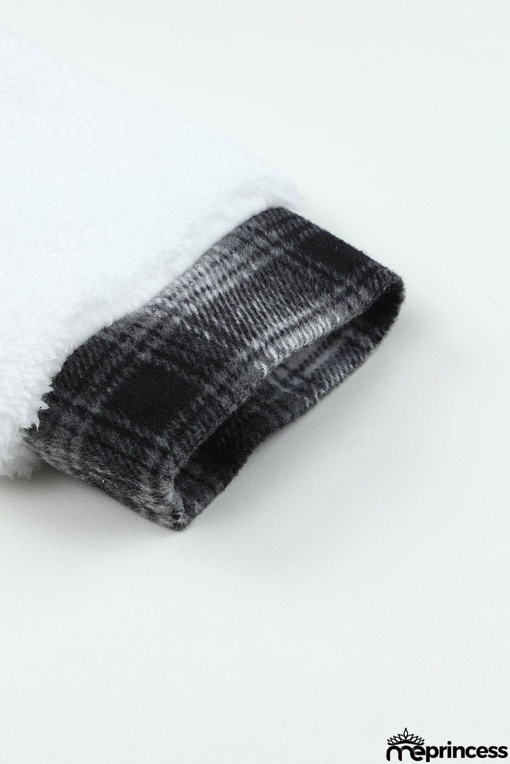 Plaid Patchwork Buttoned Pocket Sherpa Jacket