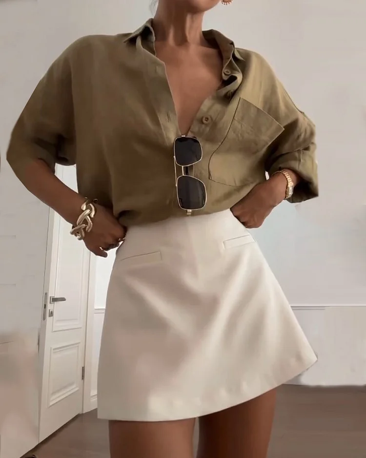 Lapel solid color mini two-piece suit