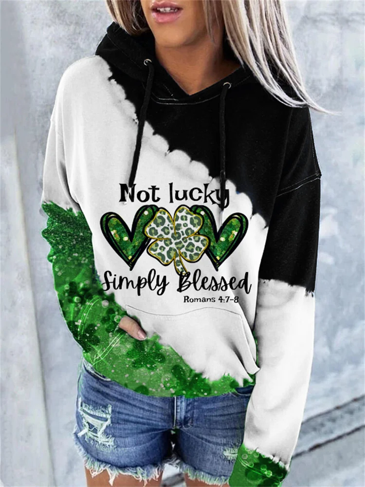 Wearshes Not Lucky Simply Blessed St. Patrick Shamrock Hoodie