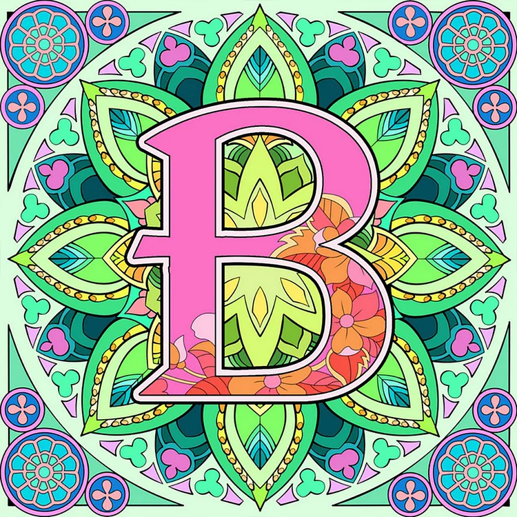 Mandala Letter B 30*30CM (Canvas) Full Round Drill Diamond Painting gbfke