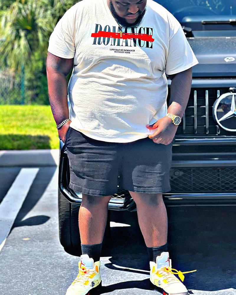 Plus Size Men's Short Sleeve Two Piece Set