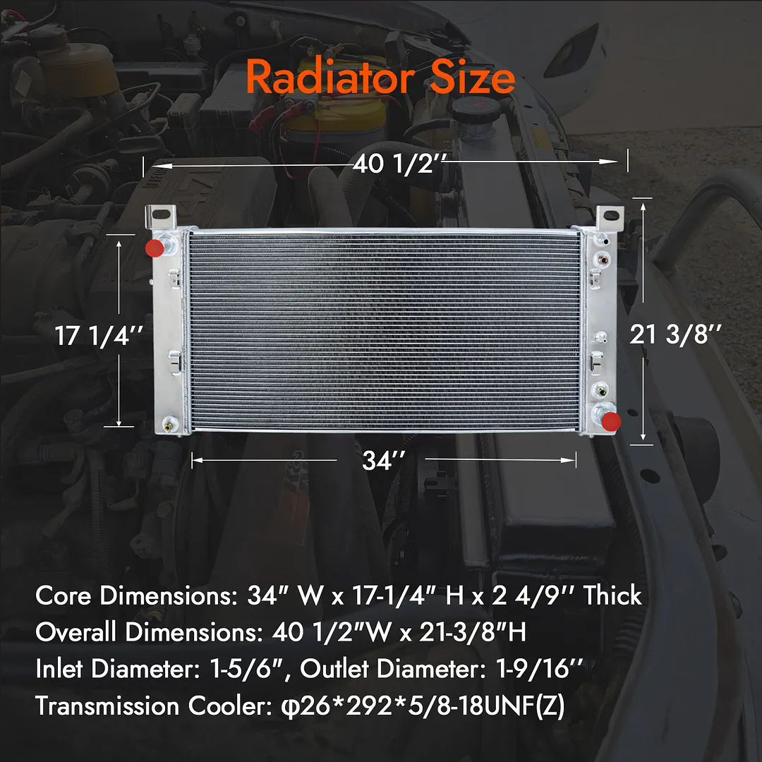 thumbnail image 2 of Autohai 34 Inch Aluminum Radiator For Chevy Silverado 1500, GMC Yukon, Cadillac Escalade – 4.8L, 5.3L, 6.0L 2 of 4